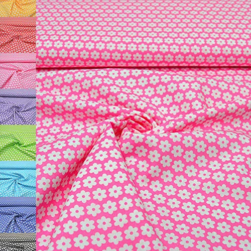 MAGAM-Stoffe Amelie Blumen Baumwollstoff Oeko-Tex Meterware 50cm (02. Rosa)