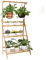 medla Blumenregal Pflanzentreppe aus Bambus für mehr Pflanzen und Blumenampel, Blumenständer Klappbar für Innen-Balkon Wohzimmer Outdoor Garten Dekor, ca.70 x 40 x 96cm, Braun