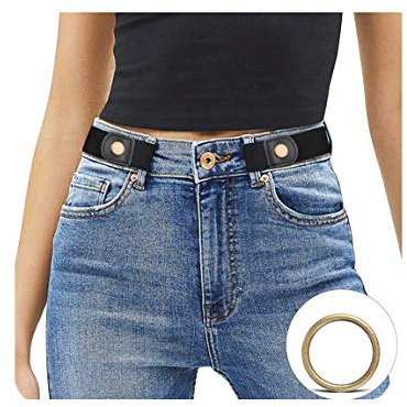 JasGood Schnallenfreier Damen Stretch Elastischer Gürtel für Damen Herren, Plus Size Keine Schnalle Unsichtbarer Gürtel für Jeans Hosen, Schwarz, 64cm(Für Hosengröße 86cm-125cm)