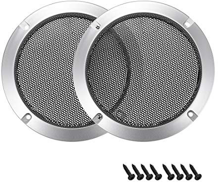 sourcing map 2 Piezas 3 Altavoz Rejilla Malla Decorativa Círculo Woofer Guardia Protector Cubierta Audio Accesorios Plata