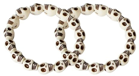 2 Stück Knochen Armband Herren Frau Piraten Kostüm Zubehör, Knochen Halloween Deko Schmuck Piratenzubehör