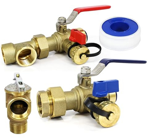 CMI Inc – 1,9 cm (3/4 Zoll) Tankloses Warmwasserbereiter-Isolations-Service-Ventil-Set – Push to Connect x Innengewinde Vollanschluss Messing Serviceventil & Druckentlastung – kompatibel mit den
