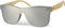 styleBREAKER Unisex Monoglas Nerd Sonnenbrille mit Bambus Bügeln und Polycarbonat Glas, Retro Style 09020112, Farbe:Gestell Hellbraun/Glas Silber verspiegelt