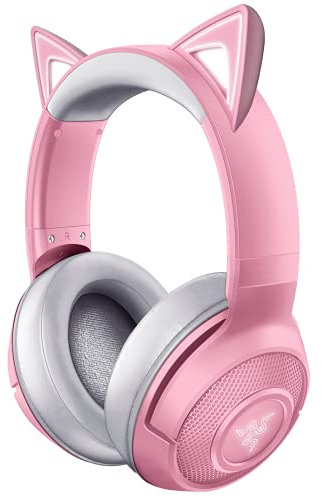 Qipexeii Razer Kraken BT Kitty Edition: Bluetooth 5.0-40ms Low Latency Connection - Custom-Tuned 40mm Drivers - Beamforming Microphone - Powered by Razer Chroma - Quartz Pink