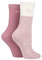 Jeep Ladies Super Soft Cable Knit Boot Socks Pack of 2 Rose/Cream 4-8