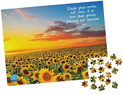300 Teile Puzzle Calm Puzzle für Entspannung, Stressabbau und Stimmungserhöhung, für Erwachsene und Kinder ab 8 Jahren, Sonnenblumenfelder