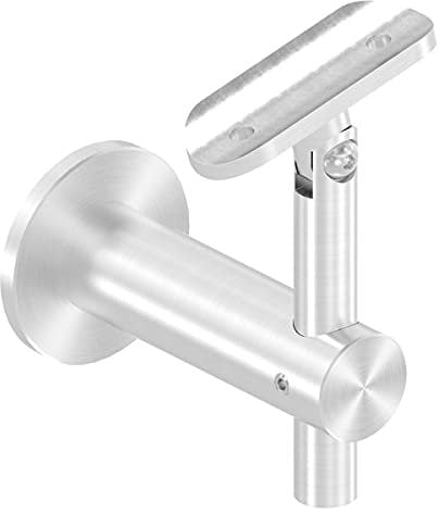 FeNau - Handlaufhalter höhenverstellbar mit Halteplatte für Ø 42,4 mm Material: V2A - Abstand Anschluss zu Halter: 80 mm - für Innen & Außen z.B. Balkon, Terrasse, Treppenhaus & Garten