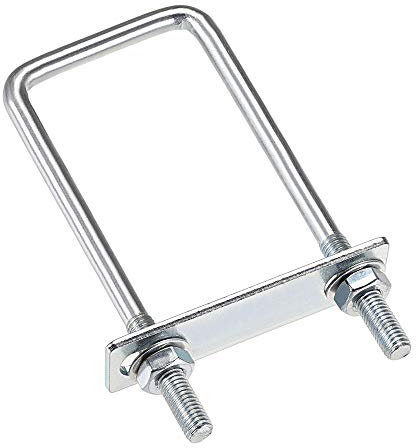 sourcing map 2 Stück M8 Vierkant U-Bolzen Quadratische Bügelbolzen Bügelschrauben 50mm Innenbreite 150mm Länge mit Mutternrahmen und Befestigungselementen, Kohlenstoffstahl