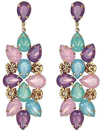 Pendientes de Mujer- Clearine Colgantes Art Deco, Aretes de Lágrima de Cristal Marquesa Brillante,Color Multicolor Oro-Tono