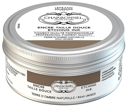 Charbonnel Kupferdruckfarben, hochpigmentierte Tiefdruckfarbe, ausgezeichnete Lichtechtheit, Vegan, lebendige Farben, alterungsbeständig, 200ml Topf - Umbra Natur