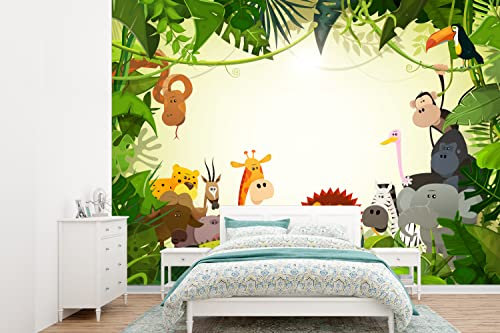 MuchoWow Papier peint Jungle - Animaux - Serpent - Éléphant - Garçons - Fille - Enfants - Bébé Papier peint photo 415x300 cm Papier peint imprimé