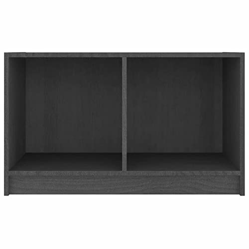 Gecheer TV-Schrank TV-Ständer HiFi-Schrank TV-Möbel Schränke Fernsehschrank Fernsehtisch 70 x 33 x 42 cm (L x B x H),Kiefer-Massivholz,Grau