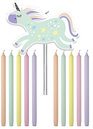 Folat 68380 Kerzen Unicorns & Rainbows 10cm - 11 Stück