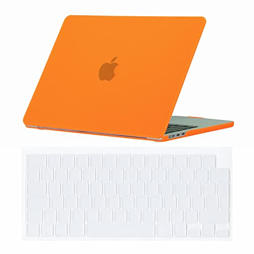 Se7enline Compatible with MacBook Air Case 13 inch M2/M3/M4 Chip 2022-2025 for 13.6 inch Model A2681/A3113/A3240 Matte Finish Laptop Hard Shell Case with Keyboard Cover Skin,Orange