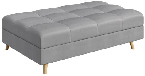 S-Style Möbel Monaco Hocker Skandinavische Moderne Hocker Mikrofaser Stoff Praktisch 118cm x 73cm x 40cm Vier Beine Beinhöhe 10cm Hochelastischer Polyurethanschaum Farbe Grau