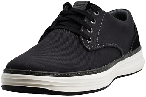 Skechers Men's Moreno Canvas Oxford Shoe, Black/Black, 9.5 UK Wide