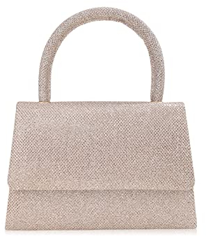 CORIOS Abendtasche Damen Glitzer Henkeltasche Kette Clutch Bag Klein Tasche Hochzeit Brautbörse Glänzend Umhängetasche Elegante Schultertasche für Hochzeit Abschlussball Bankett-Party Champagner