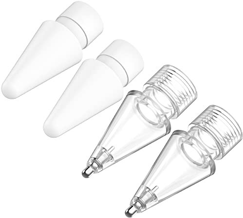 BEAUDOM Lot de 4 Embouts iPencil pour iPencil 2e et 1ère génération - 2 Pointes de Rechange iPencil Haute sensibilité + 2 Embouts de Rechange sans Usure - Contrôle précis - Pointe Fine Transparente