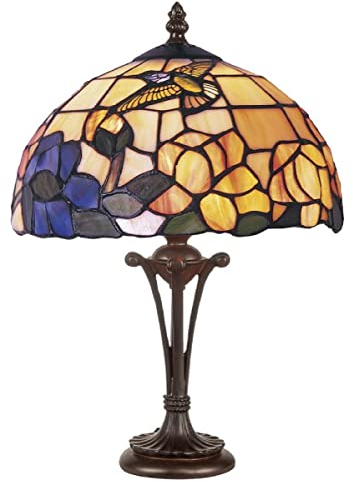 Casa Padrino Luxus Tiffany Tischleuchte Mehrfarbig Ø 25 x H. 47 cm - Tiffany Schreibtischleuchte - Tiffany Hockerleuchte - Tiffany Leuchten - Luxus Interior - Luxus Leuchten
