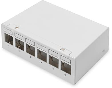 DIGITUS Panneau de Brassage modulaire pour Bureau - 6 Ports - blindé - Montage sur Table ou Mural - Gestion des câbles intégrée - Module Keystone Panneau de Distribution - Gris Clair