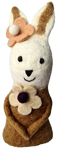your castle Eierwärmer Hase Natur handgemacht aus Natur-Filz, fairer Handel, Ostern oder Weihnachten Eier-Warmhalter, ca. 19 cmH