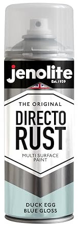JENOLITE Directorust Gloss Spray Paint | DUCK EGG BLUE | 400ml | Direct To Rust Spray Paint For Metal | Multi Surface Gloss Spray Paint For Wood, Metal, Plastic, Ceramic | BS 16C33