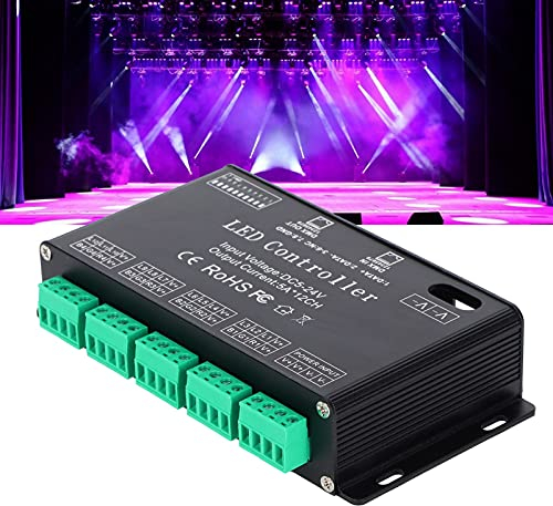 12 Channel DMX Decoder, LED Decoder Controller, DMX512 Decoder Constant Decoder Long Lasting RGB LED Light Strip Controller LED Module Light Stage Lighting Controller DJ Lighting for Hotel, Bars