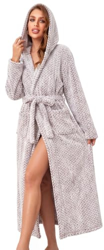 RONGTAI Peignoir long en polaire pour femme