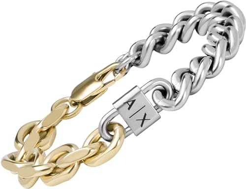 Armani Exchange Herren-Gliederarmband Edelstahl Bicolor, AXG0115710