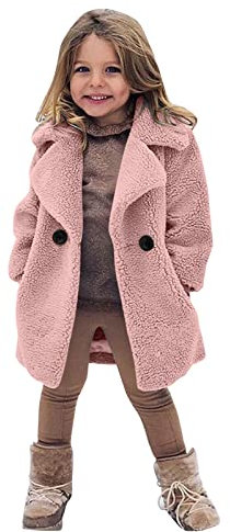 Baby Girls Faux Fur Jacket Toddler Kids Coat Winter Windproof Thicken Coat Jacket Warm Fleece Button Outerwear Jacket Fashion Clothes B-04