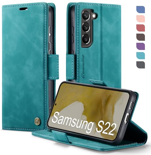 XYGLOW Handyhülle für Samsung Galaxy S22 5G Hülle Premium PU Lederhülle Klapphülle【RFID Schutz】 Kartenfach Standfunktion Schutzhülle für Samsung S22 7G Flip Case Wallet Tasche Klappbar Cover, Grün