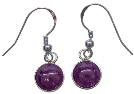 Eis Zirkonia Ohrringe - 925 Sterling Silber mit 8mm Cabochon, Hypoallergen (Altrosa)