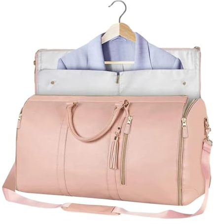Faltbare Reisetasche,Faltbare Kleidersäcke Für Die Reise, Hängende Koffer-Anzugtasche Für Damen, Umwandelbare Kleidersäcke Für Die Reise, 2 In 1 Hängender Koffer,Tragetasche Aus PU-Leder