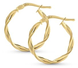 Amberta Allure Dames Gedrehte Creolen aus 9K Gold: Creolen Gold 9 Karat