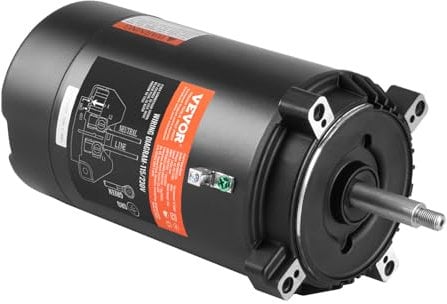 VEVOR Moteur de pompe de piscine 0,75 CV 56J, 115 V (8 A)/230 V (4 A) 3450 tr/min, facteur de service 1,5, condensateur 80 μF/250 V, moteur de remplacement à bride ronde à rotation CCW pour piscines