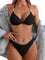 GORGLITTER Bikini Damen Set Mit Ketten Neckholder Bikini Set Triangel Bikini Sexy Zweiteiliger Badeanzug Mit Perlen Bademode Schwarz S