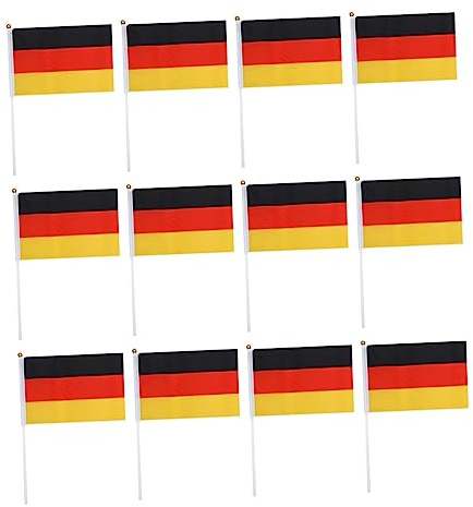 Polyester und Kunststoff Handfahnen Deutschland | Kompakte Stockflaggen, für Paraden und Tischaufsteller, Farbecht, Sauber Verarbeitet, 50 Stück Packung