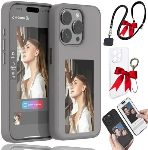 Snap Frame Phone Case, Smart Ink Phone Case, E Ink Phone Case, Smart Ink Screen Phone Case, Smart NFC Transmission DIY Color Projection, for iPhone 13 14 15 Pro Max (Gray, for iPhone 15 Pro Max)