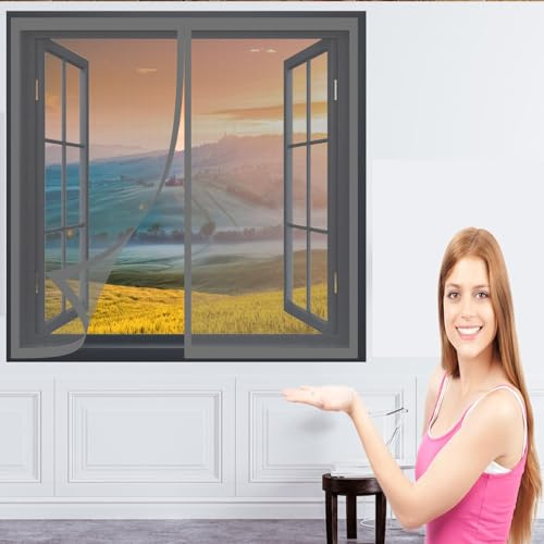 Mouche Moustique Moustiquaire 190 x 120 cm Moustiquaire Enroulable Installation Simple Rideau Maille Rideau pour Baie Vitree, Gris