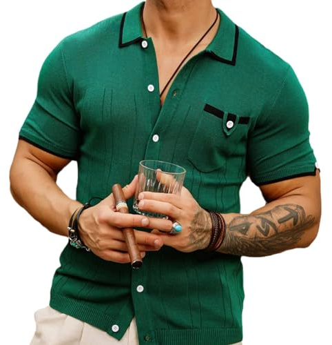 Kurzarm Herren Klassisch All-Match Casual Sportshirt Herren T-Shirt Herren Persönlichkeit Mode Freizeithemden Für Herren T-Shirt Herren E-Green1 M