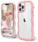 ORDA case for iPhone 15 Pro case Cute Wave Frame Curly Shape for iPhone 15 Pro Phone case Shockproof Hard PC Phone Cover for Women and Girls Compatible for 6.1 inchs Pink