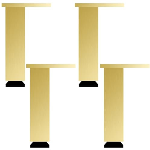 YJRZYQKXKL Pieds de Meuble Doré, Lot de 4 Réglable Pattes de Meuble Carré Pieds de Table Hauteur: 6-50cm Pieds de Canapé Aluminum Alloy | Finition en Anodisé | Pieds de Table Basse-50cm/19.7