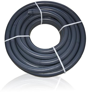 PVC Flexschlauch 50mm – 12m - Klebeschlauch für PVC-U Rohrsysteme – PN6 Druckschlauch flexibel – für Pool, Teich & Bewässerung – Meterware/Rolle