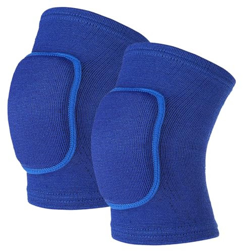 Sibba Knieschoner Kinder Rutschfest Gepolsterte Schaumstoff Tägliche Sport Elastische Weiche Knieschützer für Volleyball Tanz Laufen Skaten Basketball Fußball Sport Männer Frauen (2, Blau, S)