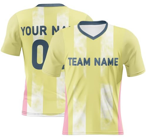 Italien-Trikots – Herren-T-Shirt mit Aufdruck – Italien-Rugby-Geschenke – Italien-Fußball-Trikot 24/25 – personalisiertes Teamnamennummer Fußball-Tops – Herren Damen Kinder gelbes Shirt, gelb, 120
