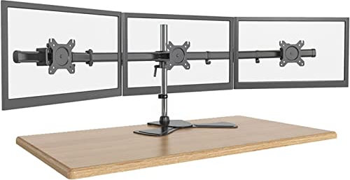 Height Adjustable Triple Monitor Stand with Metal Base Fits 17 27 Inch Flat and Curved Computer Screens TV Mount Stand for Increased Productivity and Comfort