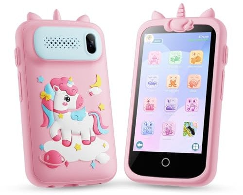 Kids Smart Phone for Girls Toys, 3.97 Touchscreen Kids Cell Phone, Travel Learning Toy for Age 3-12, Birthday Gifts for Girls, 8GB Card Pink