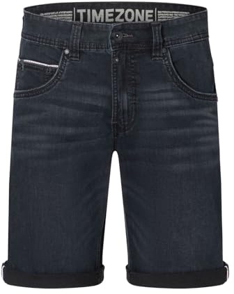 Timezone Herren Jeans Shorts Slim SCOTTYTZ Short - Mid Waist - Slim Fit W29-W40, Größe:W 34, Farbe:3262-9900 Used Black Wash