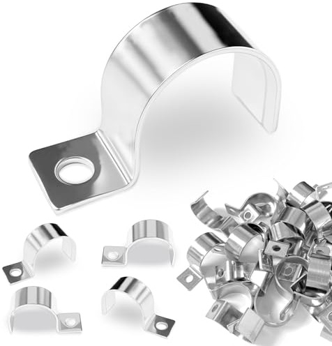 30 Stk Kabelschellen, Kabelschellen zum Schrauben, Einzelloch Edelstahl U-Rohrschellen Befestigungsschelle, Nagelschellen für Kabel Leerrohr Rohr Befestigung, Kabelschelle für Kabel Rohre Ø25 mm