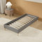 Lit avec sommier - Dimensions 80 x 200cm - Revêtement Tissu Gris - Stable et Robuste/Pieds centraux de Renfort